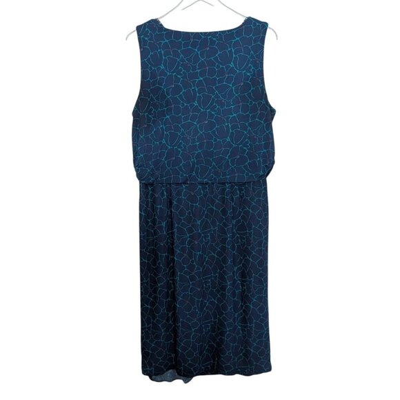 Talbots Factory Floral Blouson Dress Womens Size Large Blue Draped Cowl Neck - Picture 7 of 10